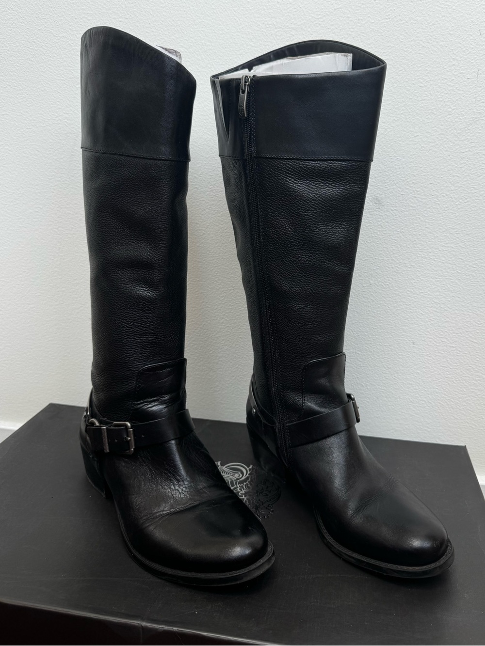 Black Women's Tall Leather Riding Boots